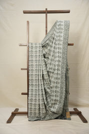 Tinted Blue Grey HBP Cotton Saree - SRTBGCS2818