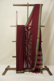 Marron Narayan Peth Cotton Saree- SRMNPCS07