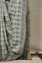 Tinted Blue Grey HBP Cotton Saree - SRTBGCS2818