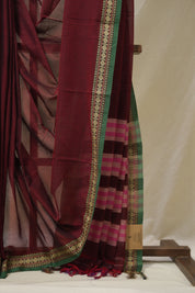 Marron Narayan Peth Cotton Saree- SRMNPCS07