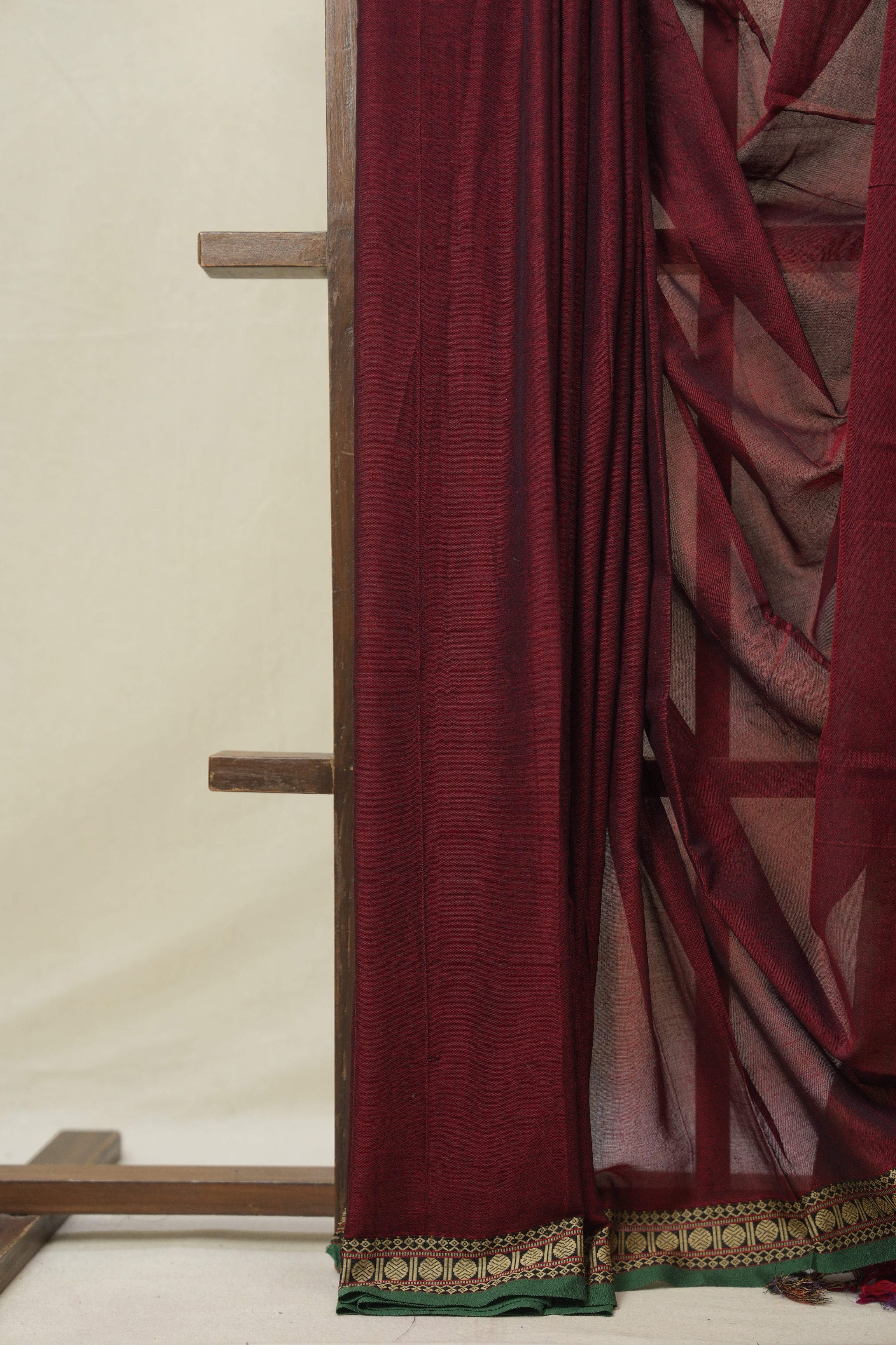 Marron Narayan Peth Cotton Saree- SRMNPCS07