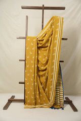 Mustard Yellow HBP Cotton Saree - SRMYCS3092