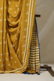Mustard Yellow HBP Cotton Saree - SRMYCS3092