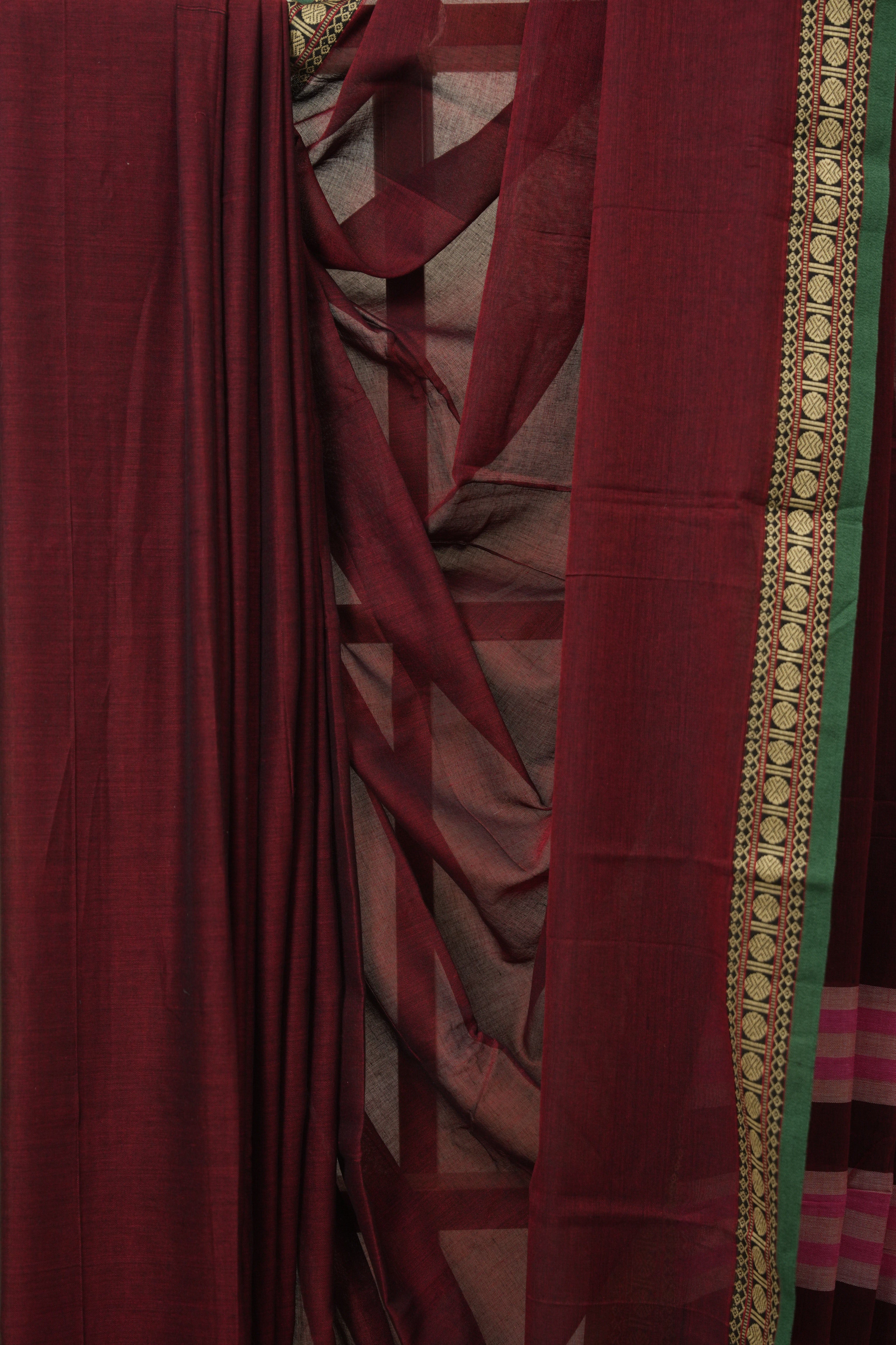 Marron Narayan Peth Cotton Saree- SRMNPCS07