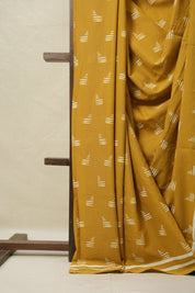 Mustard Yellow HBP Cotton Saree - SRMYCS3092