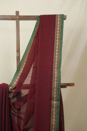 Marron Narayan Peth Cotton Saree- SRMNPCS07