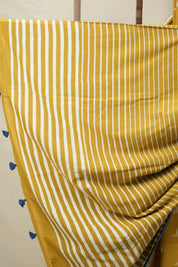 Mustard Yellow HBP Cotton Saree - SRMYCS3092
