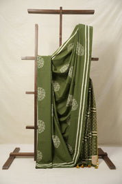 Mehendi Green HBP Cotton Saree - SRMGCS3087