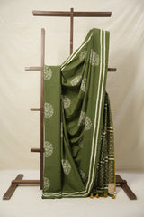 Mehendi Green HBP Cotton Saree - SRMGCS3087