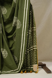 Mehendi Green HBP Cotton Saree - SRMGCS3087