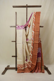 Cream HBP Tussar Silk Saree - SRCHTSS752