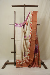 Cream HBP Tussar Silk Saree - SRCHTSS752