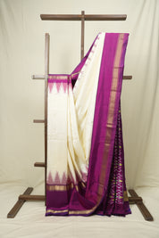 Off White Pochampalli Silk Ikat Saree - SROWPSIS329