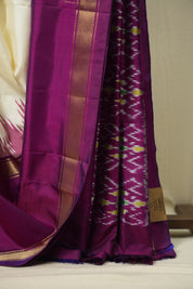 Off White Pochampalli Silk Ikat Saree - SROWPSIS329