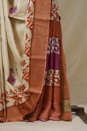 Cream HBP Tussar Silk Saree - SRCHTSS752