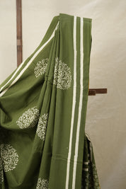 Mehendi Green HBP Cotton Saree - SRMGCS3087