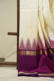 Off White Pochampalli Silk Ikat Saree - SROWPSIS329