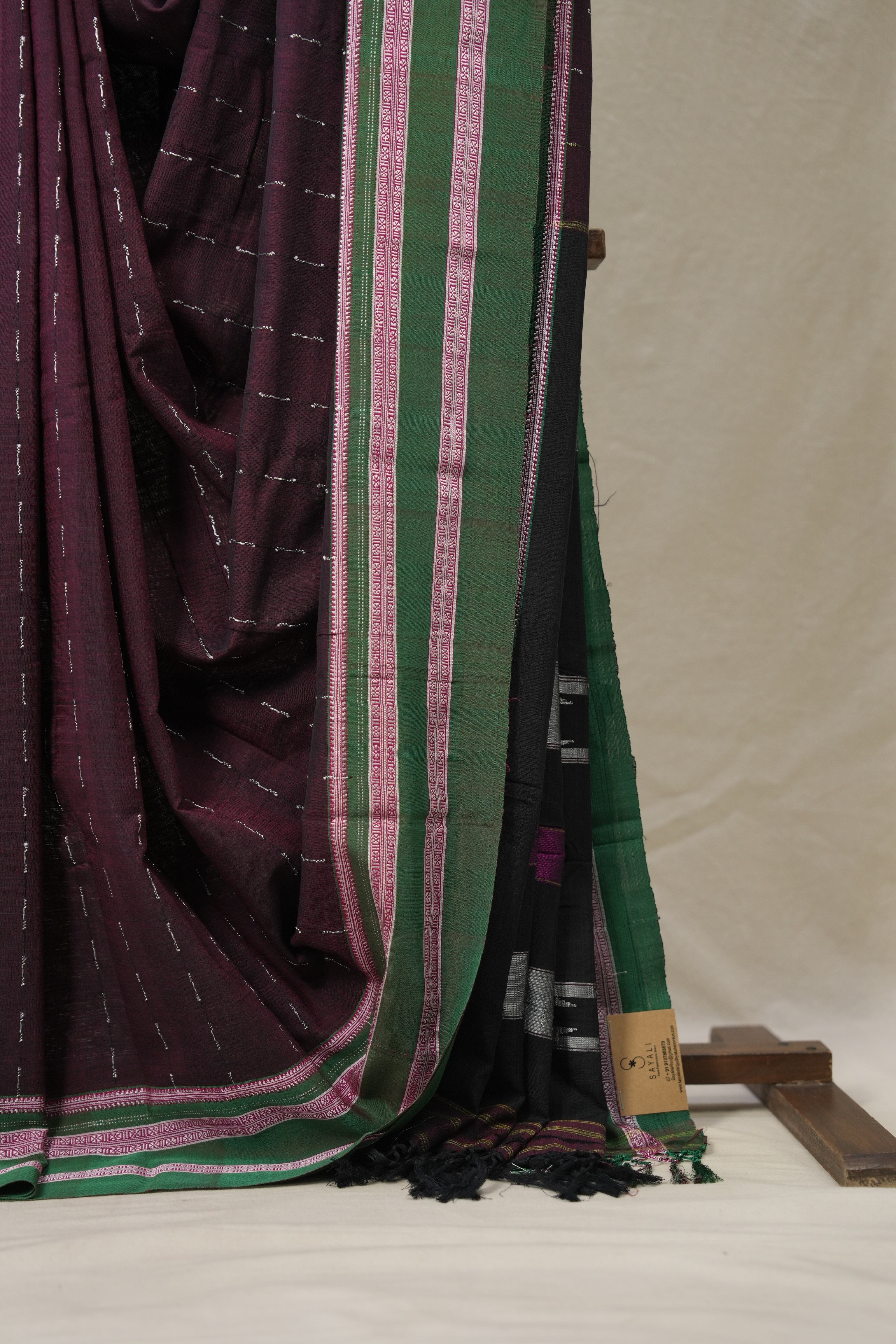 Wine Cotton Ilkal Saree With Gayatri Border - SRWCIS838
