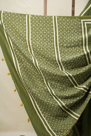 Mehendi Green HBP Cotton Saree - SRMGCS3087