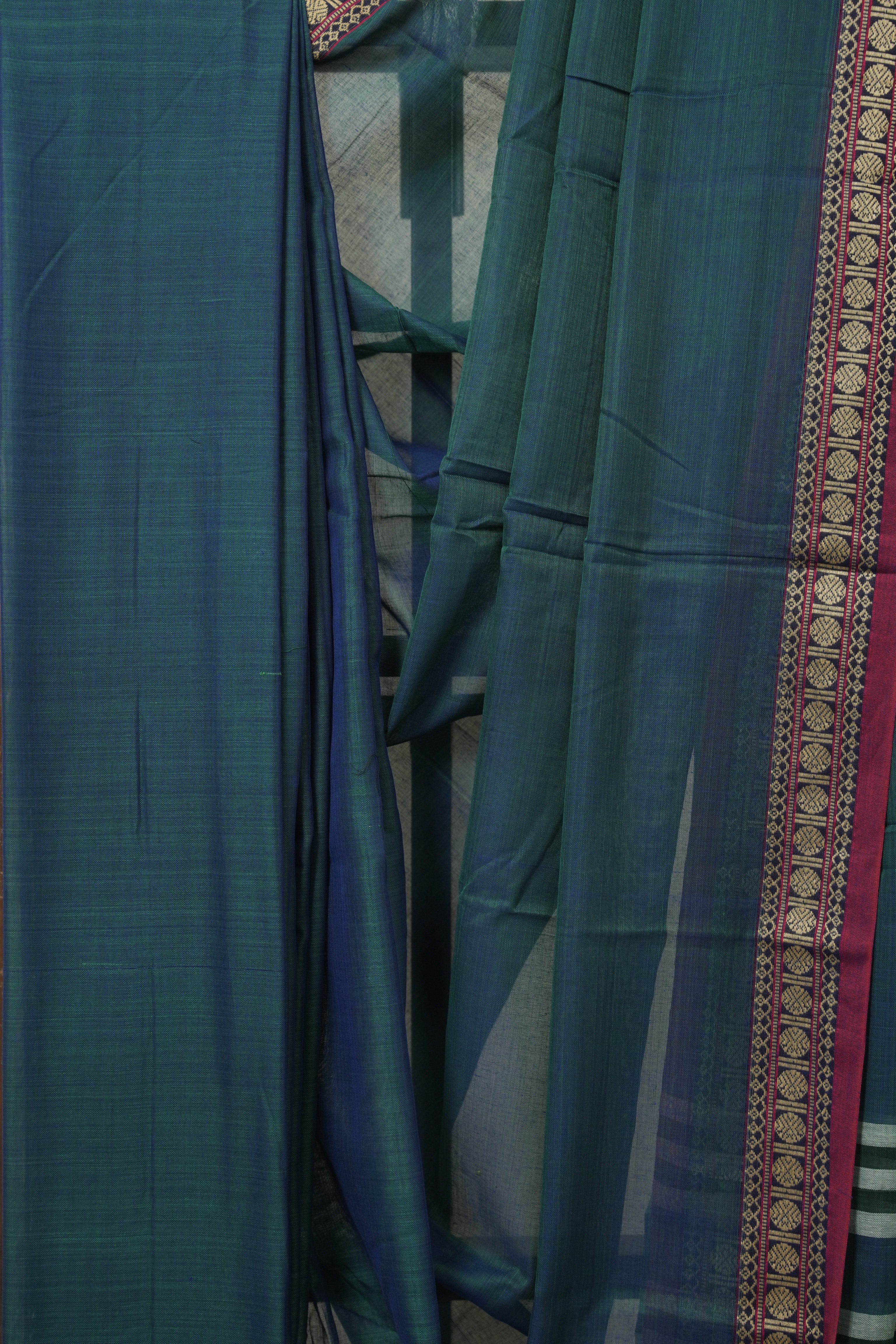 Peacock Green Narayan Peth Cotton Saree- SRPGNPCS08