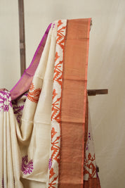 Cream HBP Tussar Silk Saree - SRCHTSS752