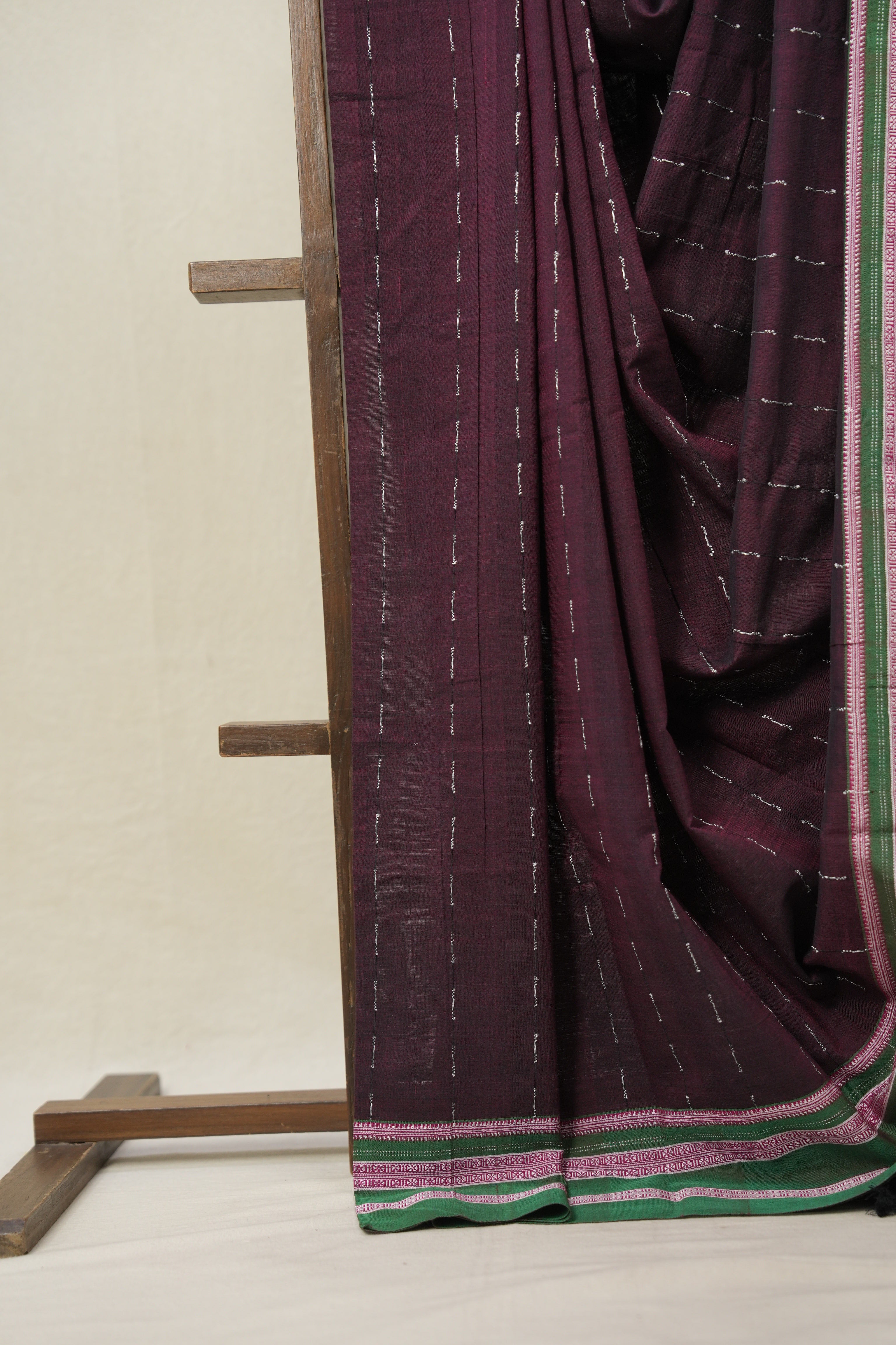 Wine Cotton Ilkal Saree With Gayatri Border - SRWCIS838