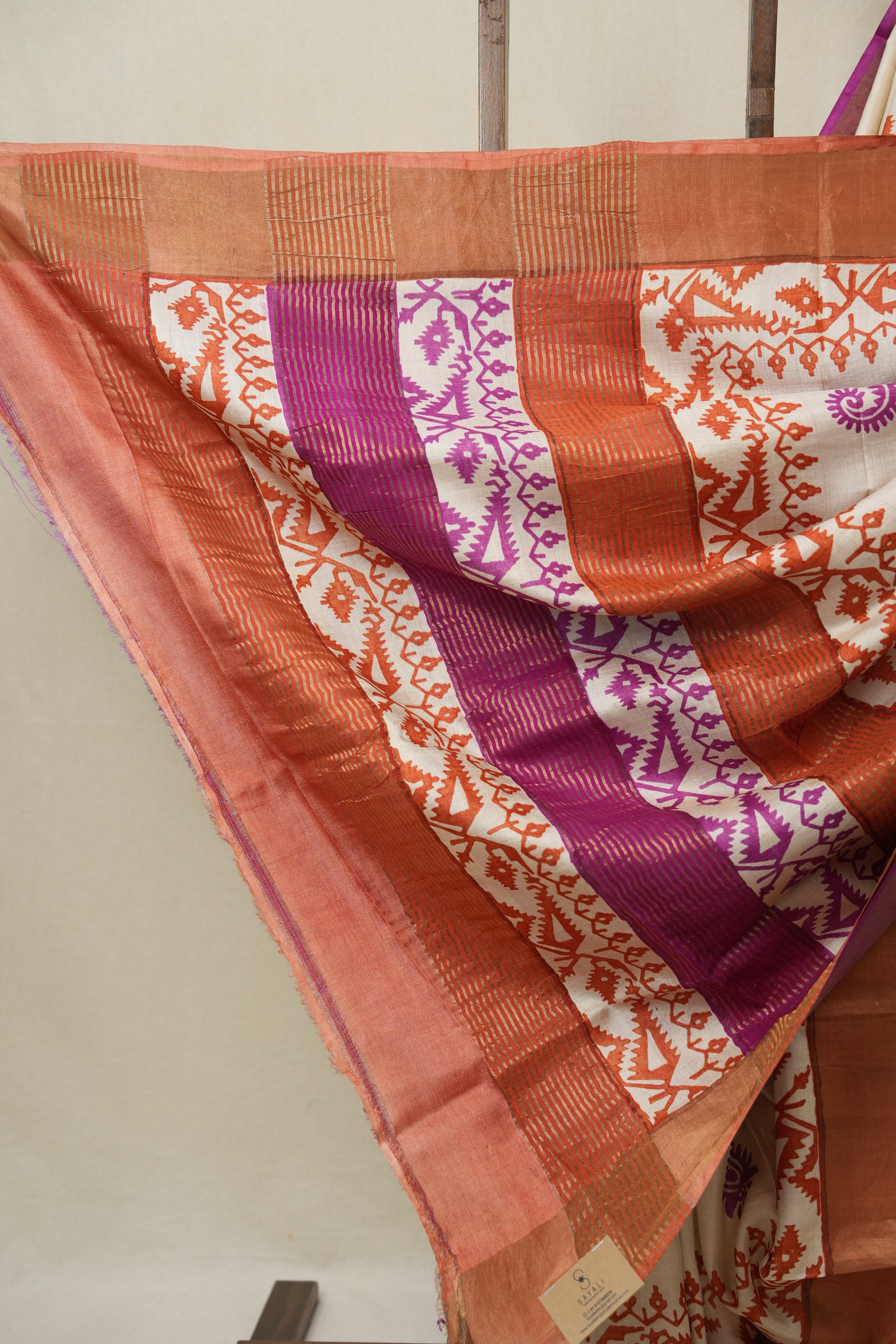 Cream HBP Tussar Silk Saree - SRCHTSS752