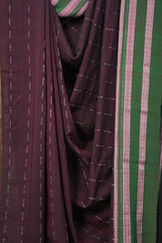 Wine Cotton Ilkal Saree With Gayatri Border - SRWCIS838