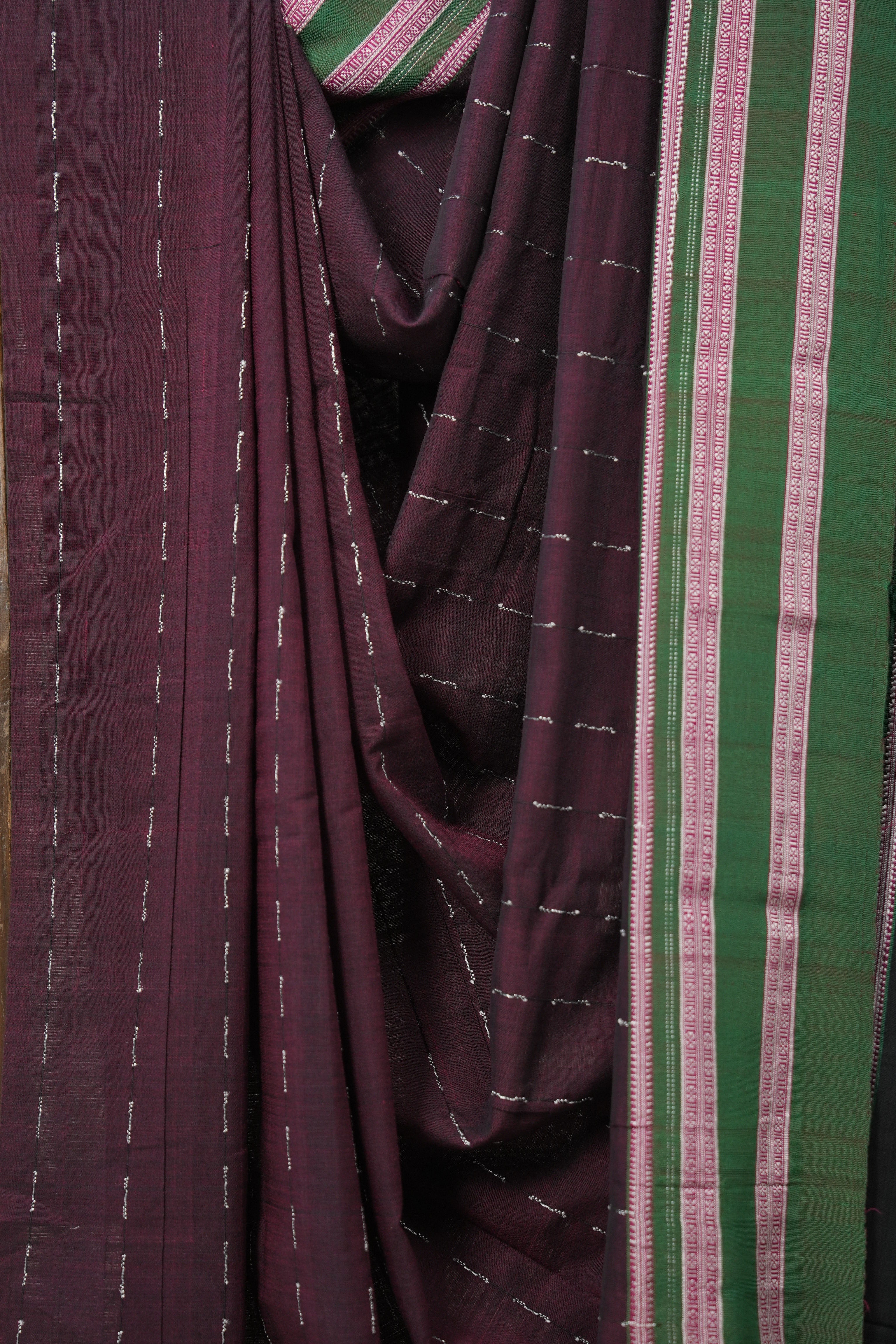Wine Cotton Ilkal Saree With Gayatri Border - SRWCIS838