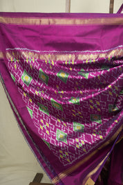 Off White Pochampalli Silk Ikat Saree - SROWPSIS329