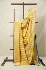 Mustard Yellow HBP Cotton Saree - SRMYCS3094