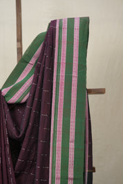 Wine Cotton Ilkal Saree With Gayatri Border - SRWCIS838