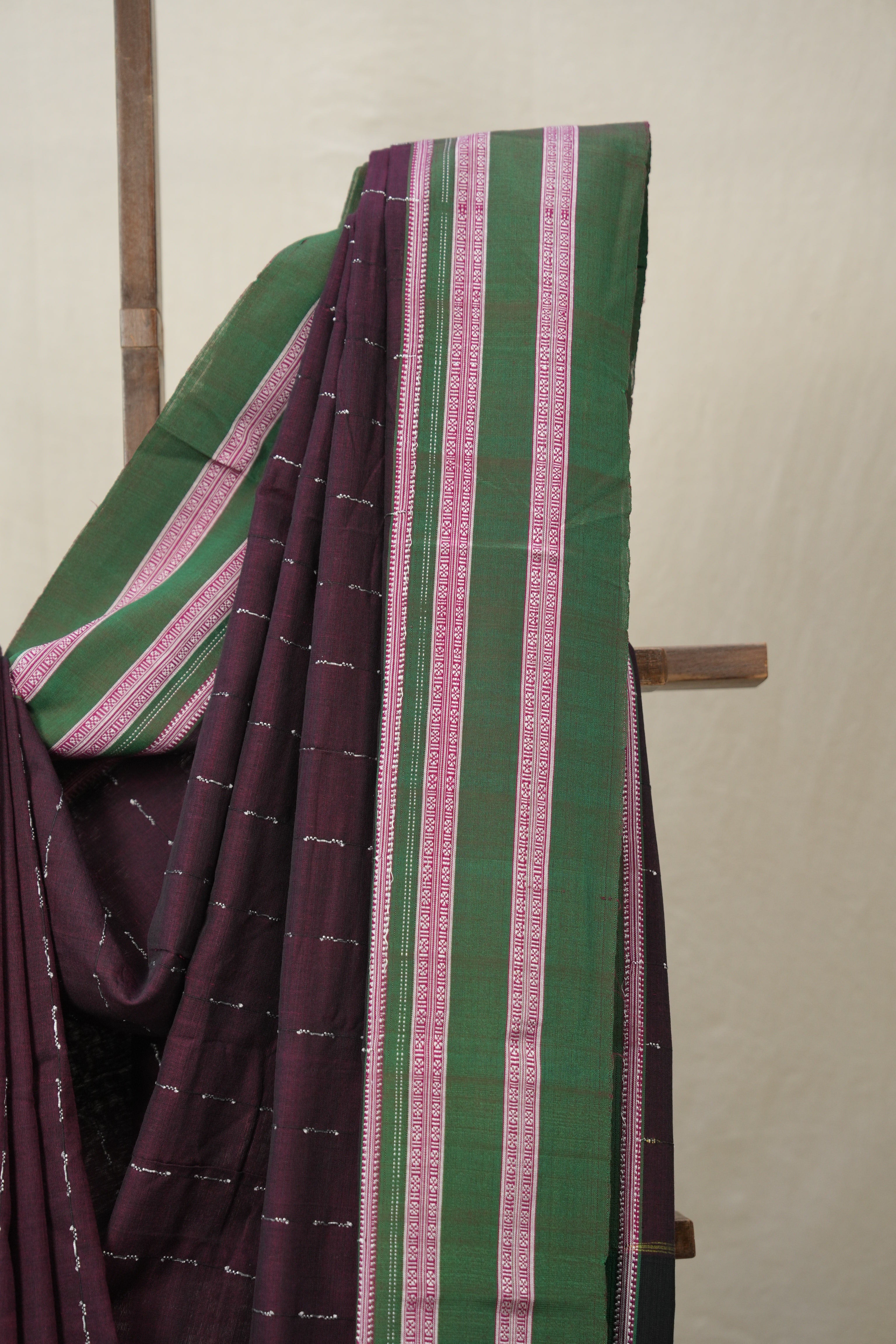 Wine Cotton Ilkal Saree With Gayatri Border - SRWCIS838