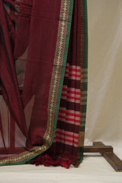 Marron Narayan Peth Cotton Saree- SRMNPCS12