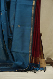 Teal Blue Maheshwari Saree - SRTBMS1392
