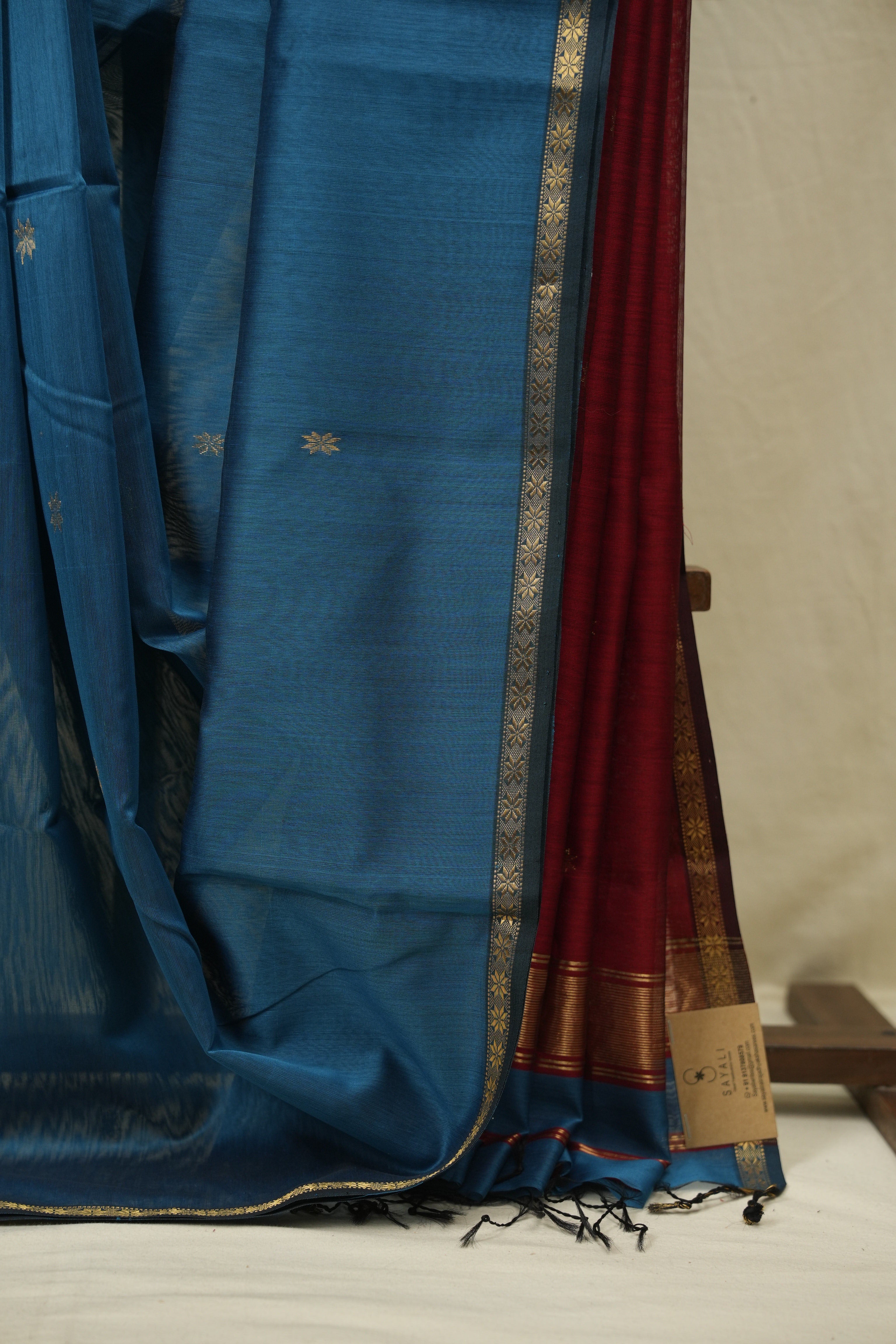 Teal Blue Maheshwari Saree - SRTBMS1392