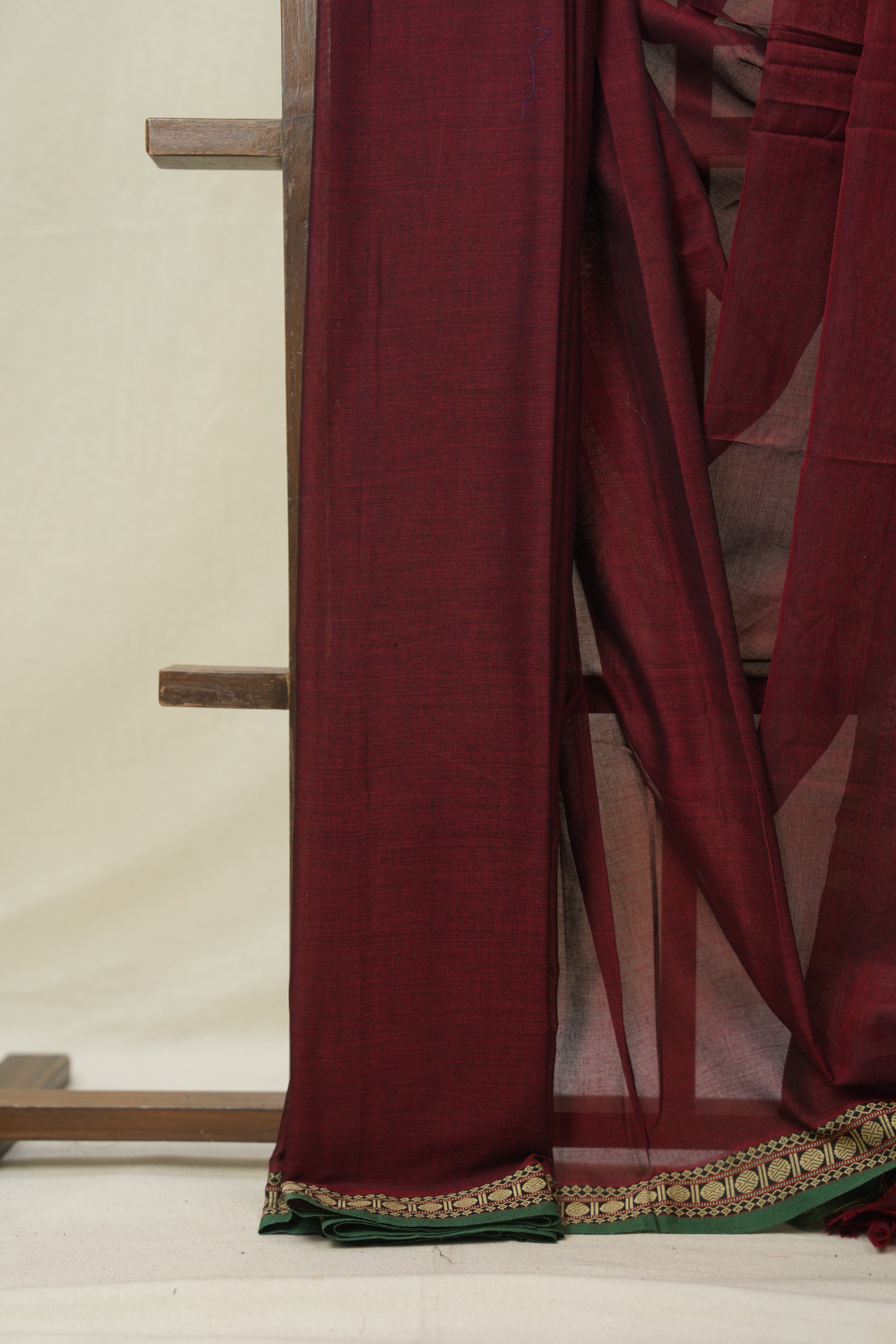 Marron Narayan Peth Cotton Saree- SRMNPCS12