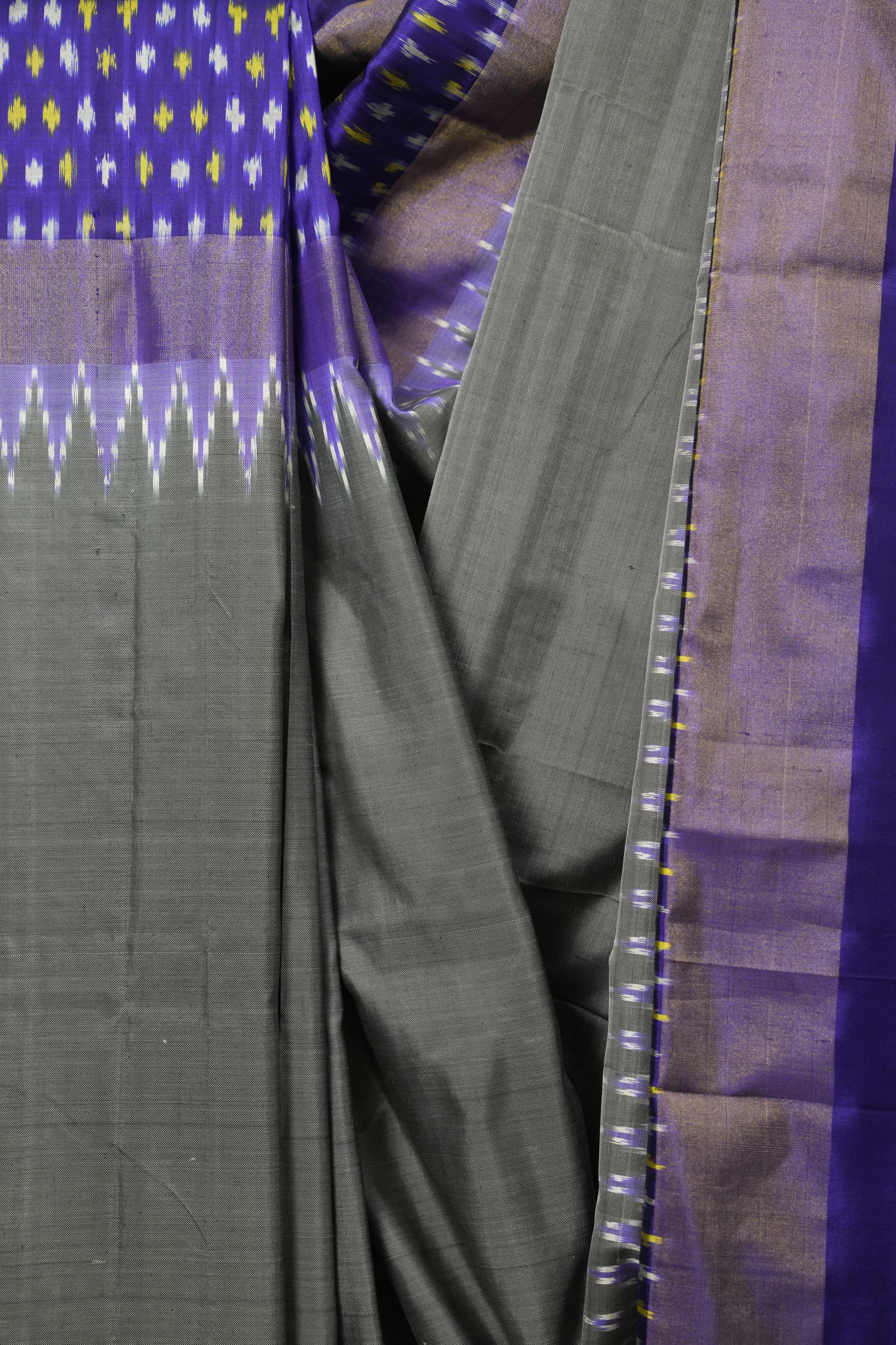 Grey Pochampalli Silk Ikat Saree - SRGPSIS332
