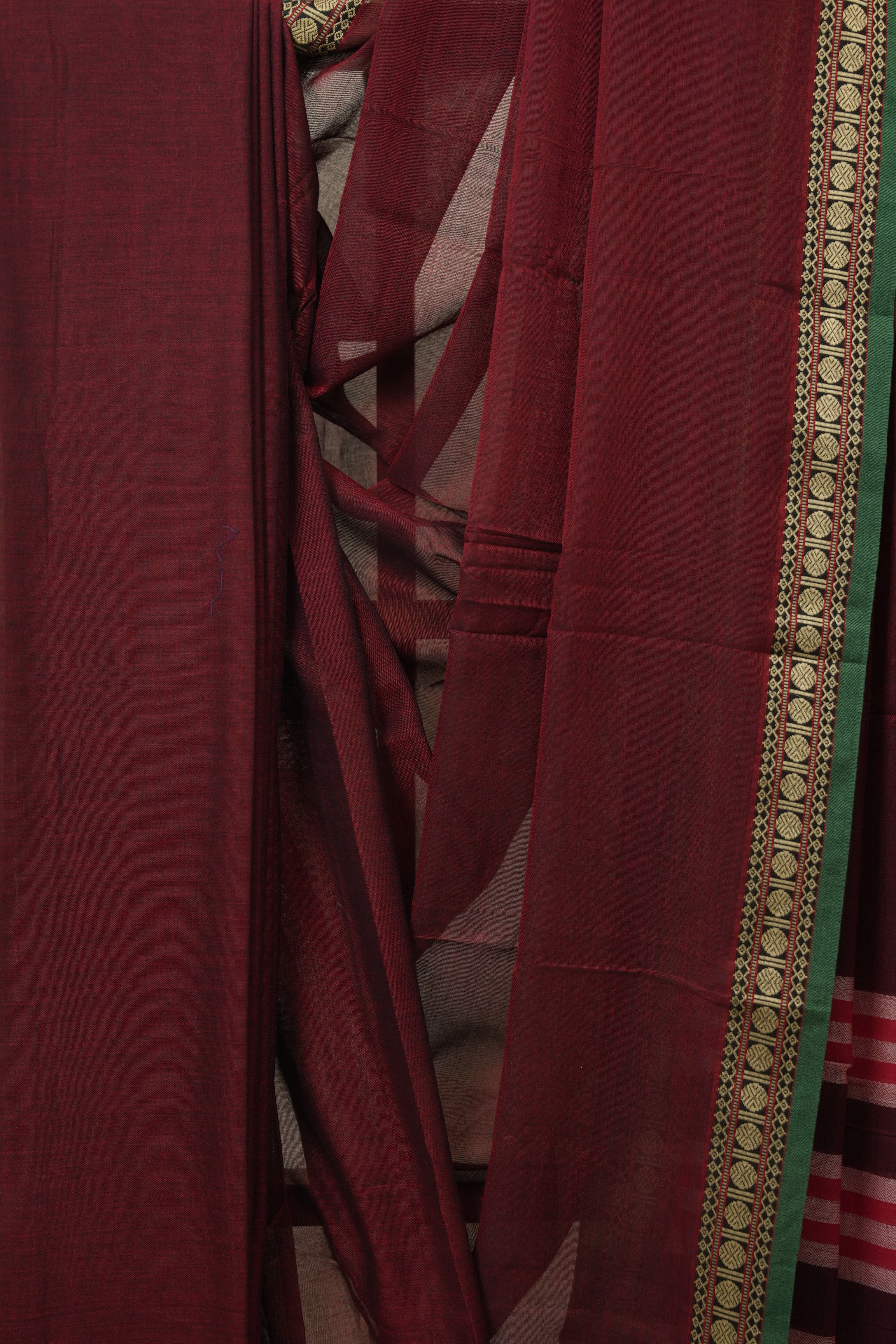 Marron Narayan Peth Cotton Saree- SRMNPCS12