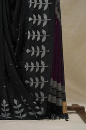 Black Bengal Cotton Jamdani Saree - SRBBCJS254