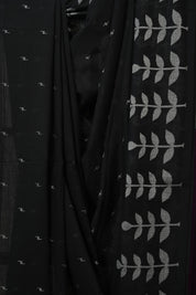 Black Bengal Cotton Jamdani Saree - SRBBCJS254