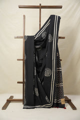 Black HBP Cotton Saree - SRBCS3095