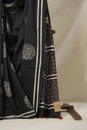 Black HBP Cotton Saree - SRBCS3095