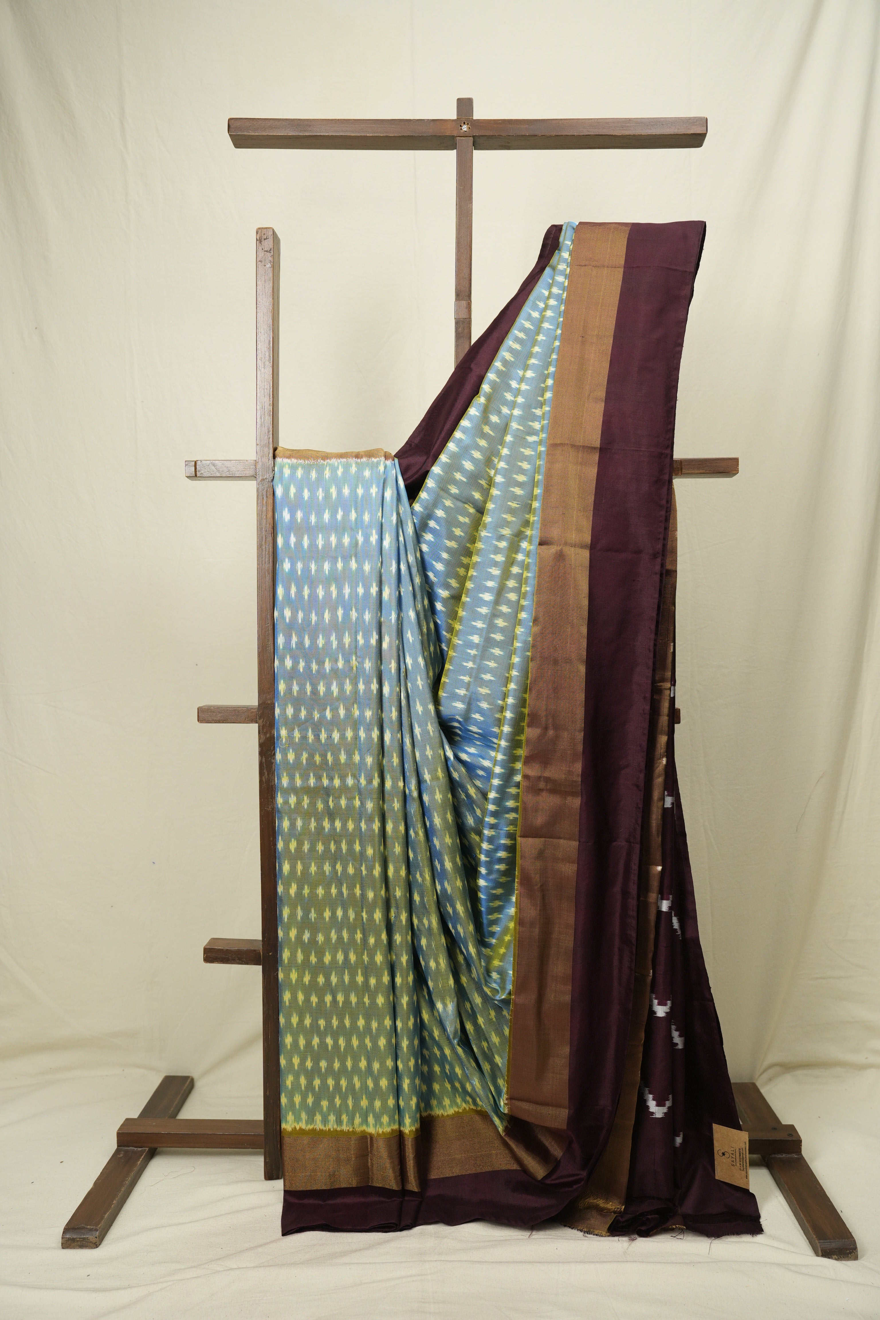 Dual Tone Blue Pochampalli Silk Ikat Saree - SRDTBPSIS331
