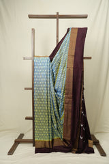 Dual Tone Blue Pochampalli Silk Ikat Saree - SRDTBPSIS331