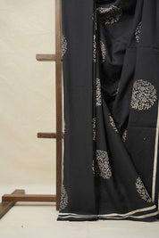Black HBP Cotton Saree - SRBCS3095