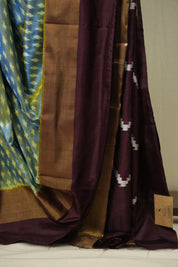 Dual Tone Blue Pochampalli Silk Ikat Saree - SRDTBPSIS331