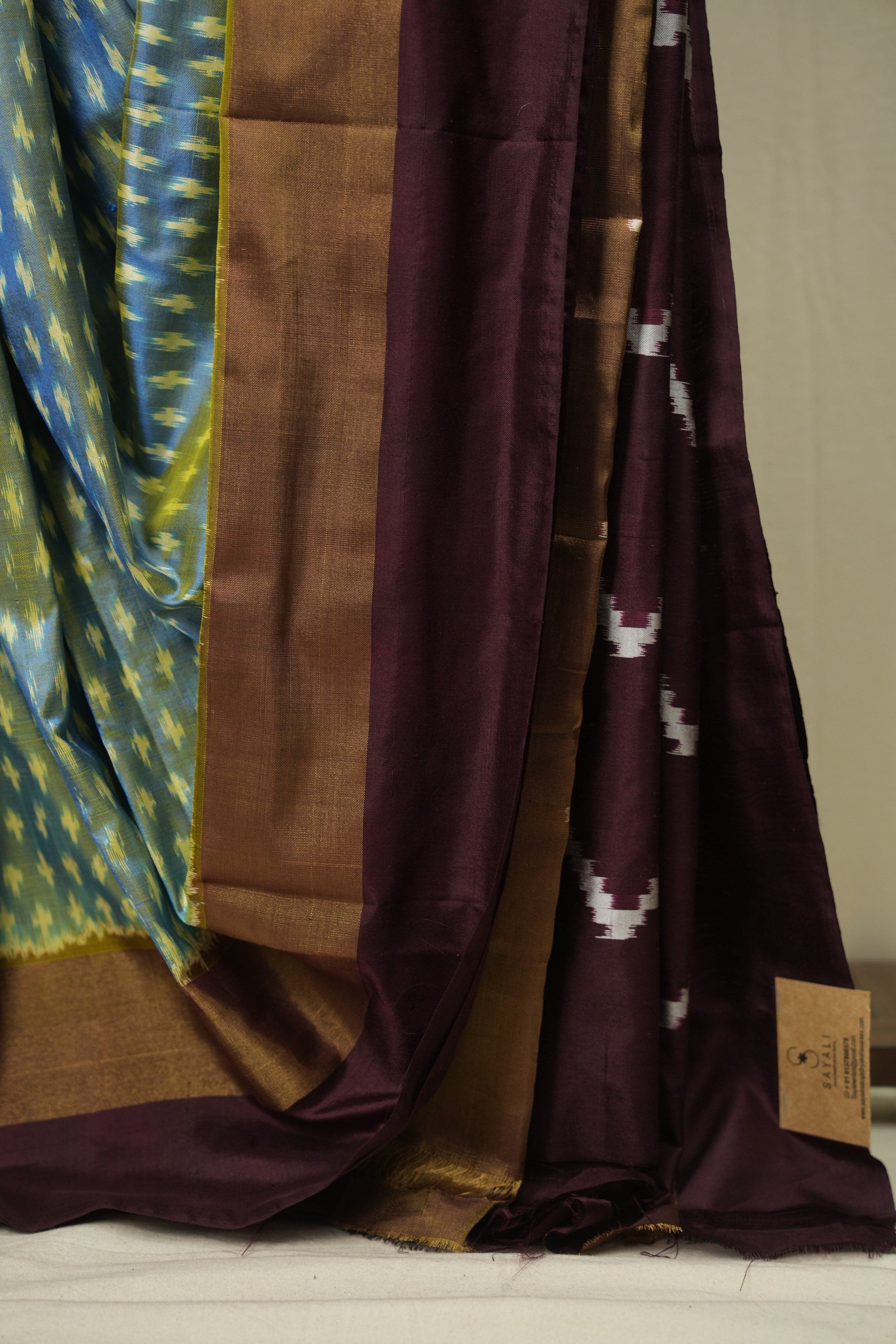 Dual Tone Blue Pochampalli Silk Ikat Saree - SRDTBPSIS331