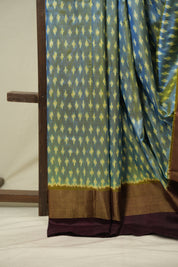 Dual Tone Blue Pochampalli Silk Ikat Saree - SRDTBPSIS331