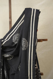 Black HBP Cotton Saree - SRBCS3095